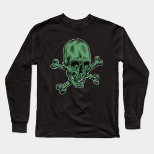 Skull and Crossbones Zombie Green Variant Long Sleeve T-Shirt